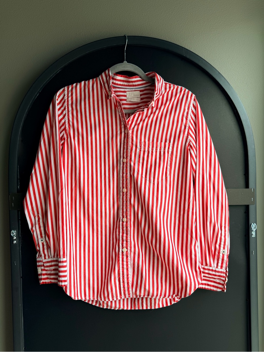 J. Crew red striped shirt